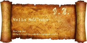 Vella Nándor névjegykártya
